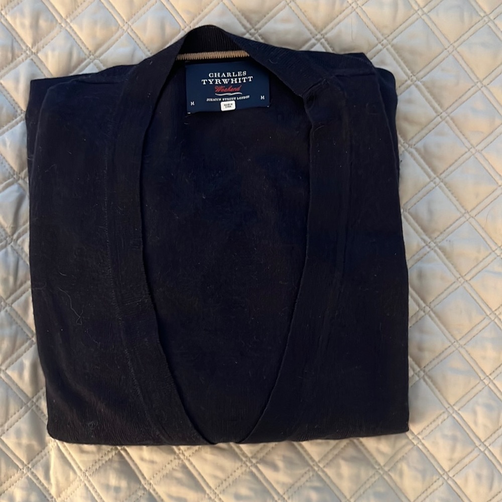 Charles Tyrwhitt Navy Cardigan Wool Sweater M